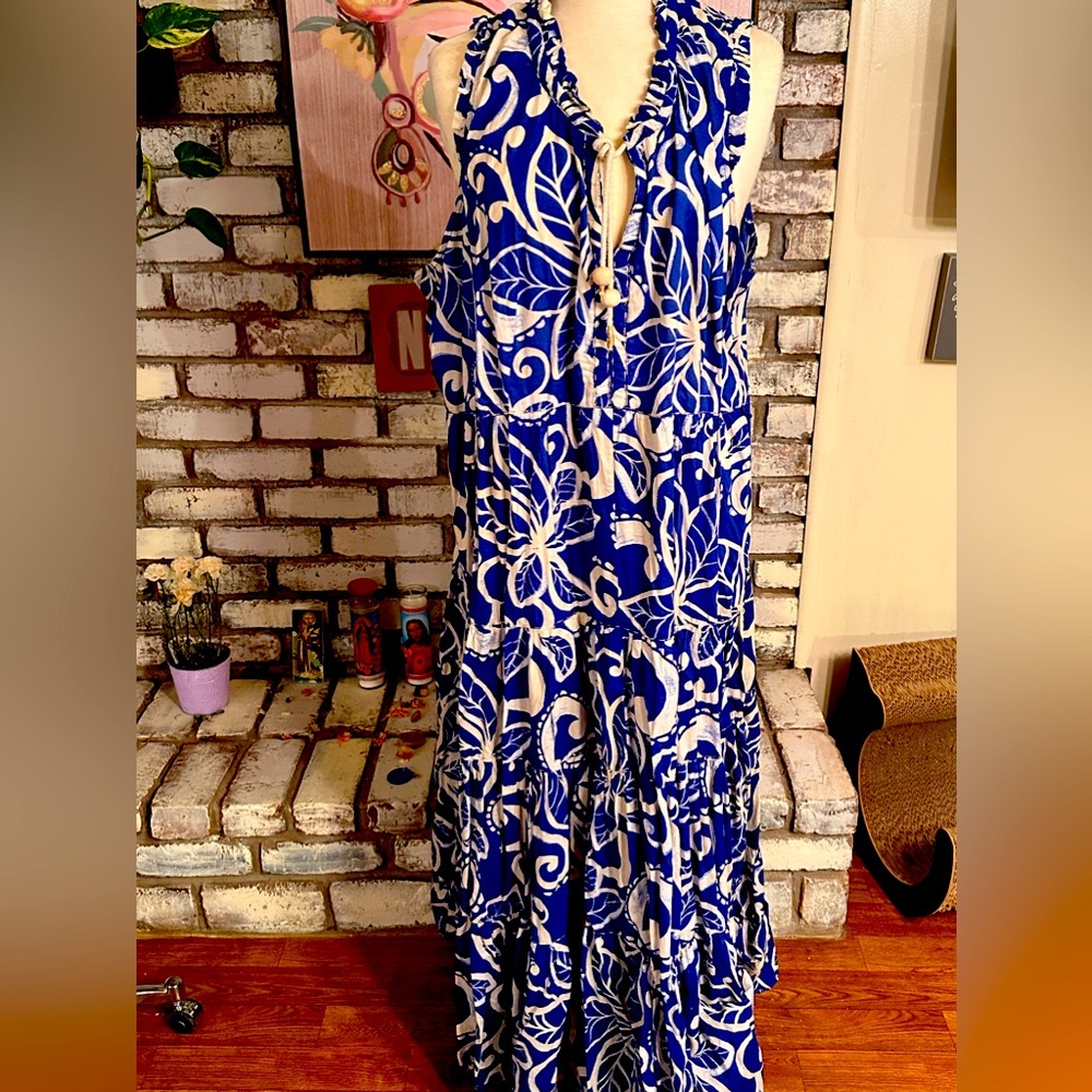COPY - Lane Bryant blue with gold sting dress 26/28 new